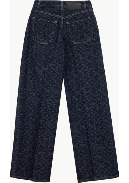 Yüksek Bel Bol Paça Normal Lacivert Kadın Denim Pantolon 50541522