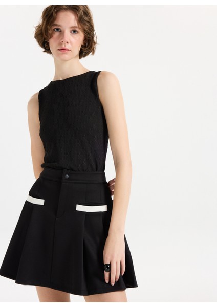 Halter Yaka Siyah Kadın Bluz 50542420