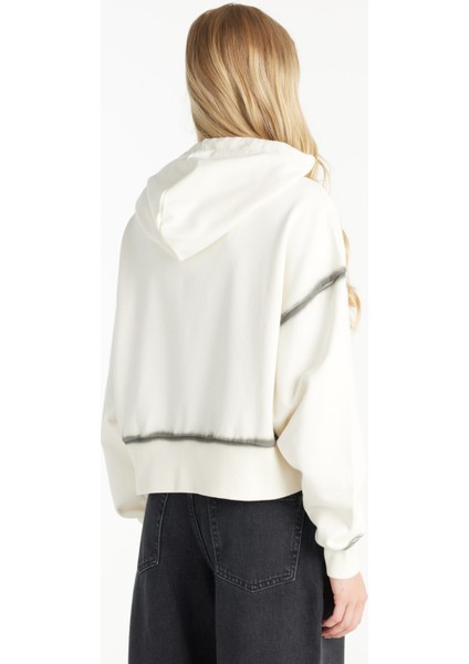 Kapüşon Yaka Düz Ekru Kadın Sweatshırt TBWRTS1034 fırsatları