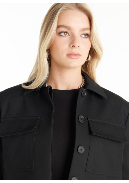 Standart Siyah Kadın Ceket TBWRJC1035