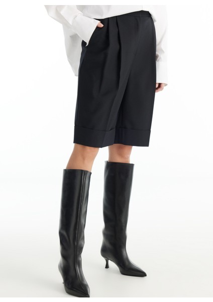 Orta Bel Rahat Siyah Kadın Şort TBWRTR1042 modelleri