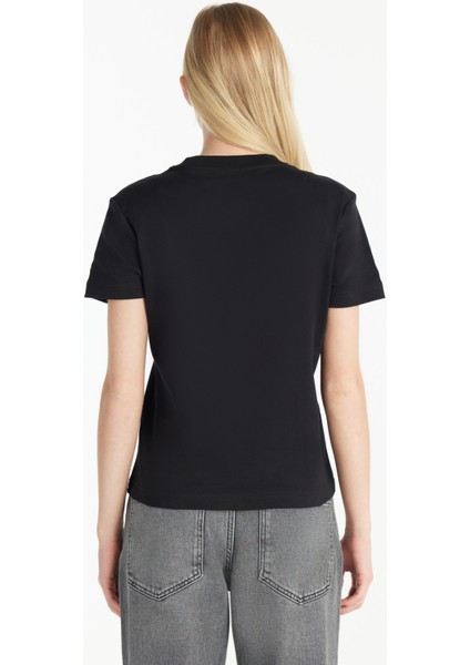 Bisiklet Yaka Düz Siyah Kadın T-Shirt TBWRTS1084 fırsatları