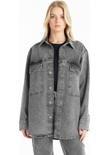 Standart Gri Kadın Ceket TBWRDN1013