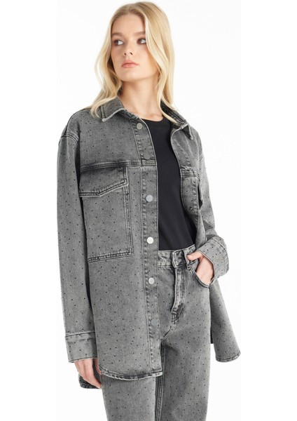 Standart Gri Kadın Ceket TBWRDN1013