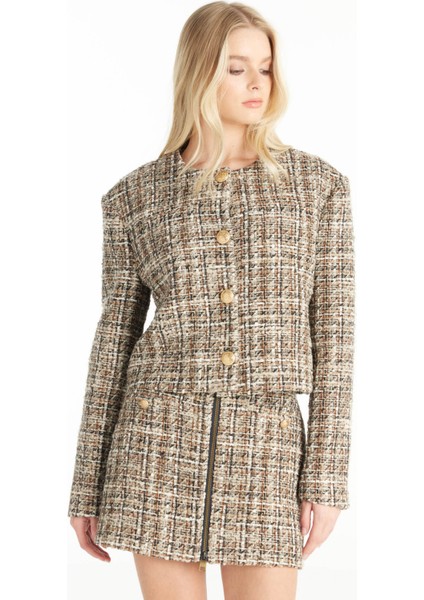 Standart Kahve Kadın Ceket TBWRJC1026