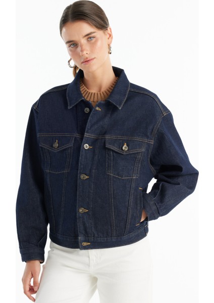 Standart Koyu Lacivert Kadın Ceket TBWRDN1027