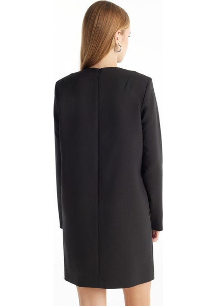 Bisiklet Yaka Düz Siyah Mini Kadın Elbise TBWRDR1000 indirimleri