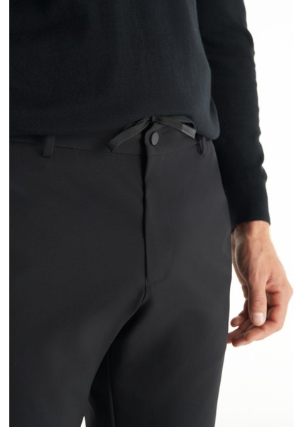 Bağlamalı Bel Normal Paça Tapered Fit Siyah Erkek Pantolon TBMRTR1031 modelleri