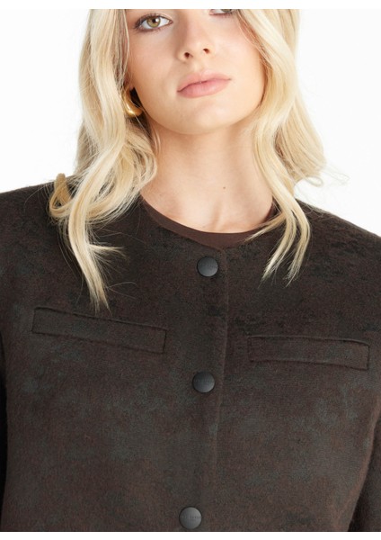 Standart Koyu Kahve Kadın Ceket TBWRJC1026-3