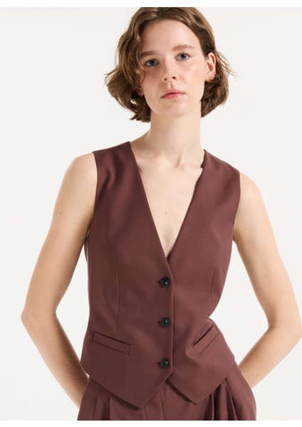 Kahve Kadın Yelek 50545278