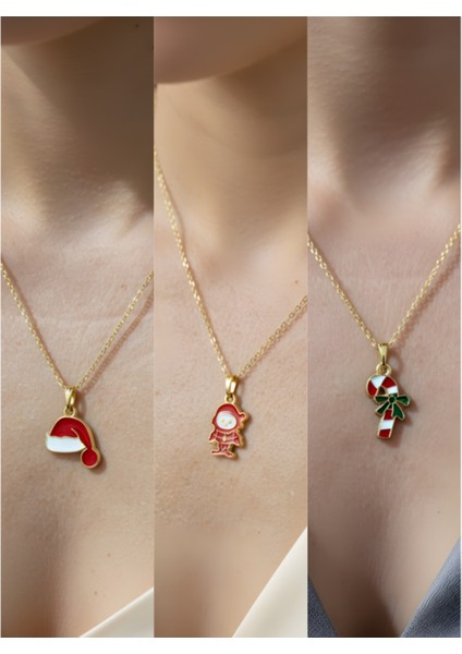 Yeni Yıl Üçlü Kombin Altın Kaplama Kolye Seti