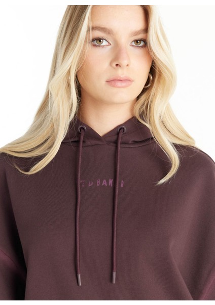 Kapüşon Yaka Düz Bordo Kadın Sweatshırt TBWRTS1034 indirimleri