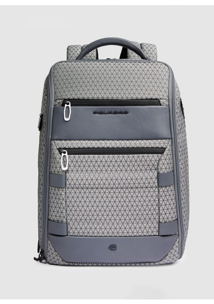 Piquadro %93 Tekstil, %7 Inek Derisi Gri Erkek Sırt Çantası CA6828W139