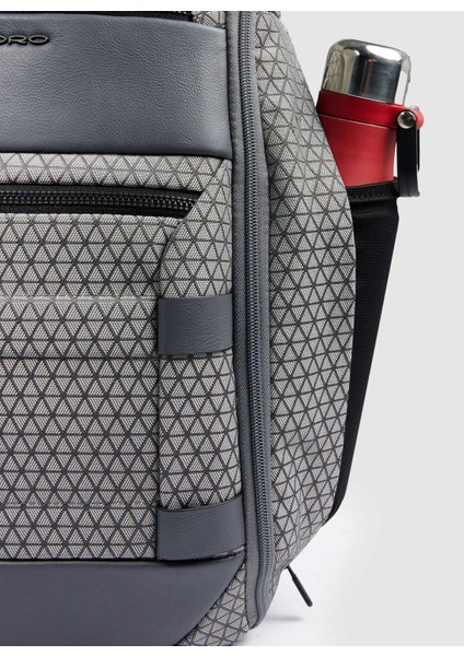 Piquadro %93 Tekstil, %7 Inek Derisi Gri Erkek Sırt Çantası CA6828W139