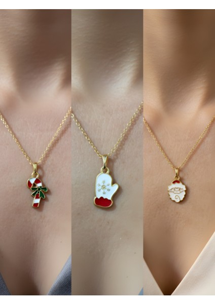 Yeni Yıl Üçlü Kombin Altın Kaplama Kolye Seti