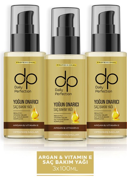 Saç Bakım Yağı Argan Yağlı ve E Vitaminli 100 ml x 3 Adet