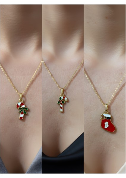 Yeni Yıl Üçlü Kombin Altın Kaplama Kolye Seti