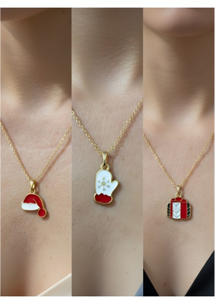 Yeni Yıl Üçlü Kombin Altın Kaplama Kolye Seti