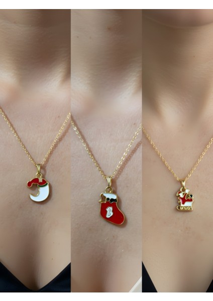Yeni Yıl Üçlü Kombin Altın Kaplama Kolye Seti