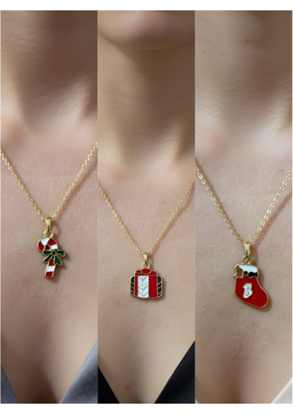 Yeni Yıl Üçlü Kombin Altın Kaplama Kolye Seti