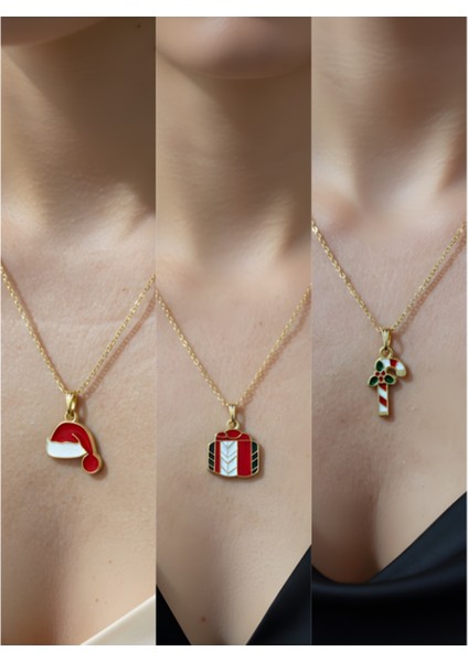 Yeni Yıl Üçlü Kombin Altın Kaplama Kolye Seti