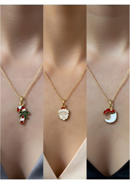 Yeni Yıl Üçlü Kombin Altın Kaplama Kolye Seti