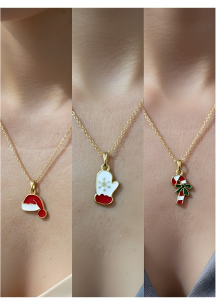 Yeni Yıl Üçlü Kombin Altın Kaplama Kolye Seti