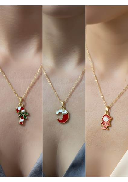 Yeni Yıl Üçlü Kombin Altın Kaplama Kolye Seti