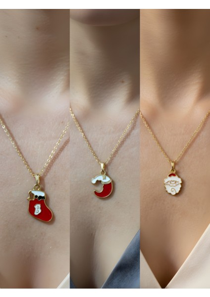 Yeni Yıl Üçlü Kombin Altın Kaplama Kolye Seti