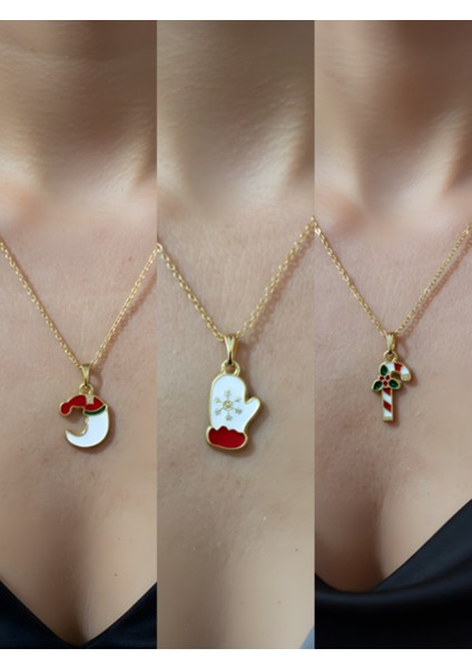 Yeni Yıl Üçlü Kombin Altın Kaplama Kolye Seti