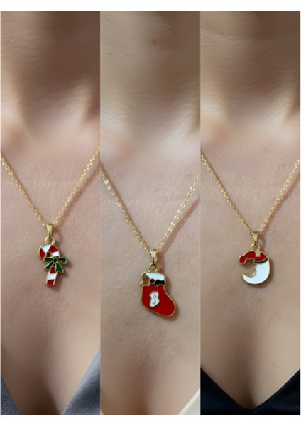 Yeni Yıl Üçlü Kombin Altın Kaplama Kolye Seti