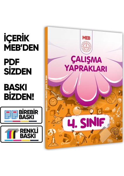 2026 MEB İlkokul 4.Sınıf Çalışma Yaprakları TÜM DERSLER Etkinlikli Eğlenceli S. Bankası BASKI ÜCRETİ
