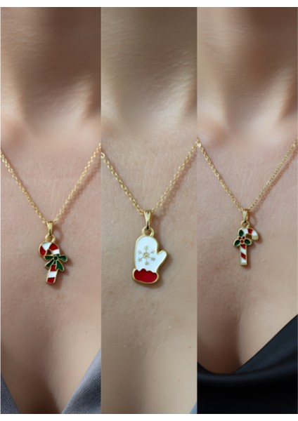 Yeni Yıl Üçlü Kombin Altın Kaplama Kolye Seti