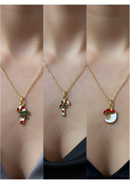 Yeni Yıl Üçlü Kombin Altın Kaplama Kolye Seti