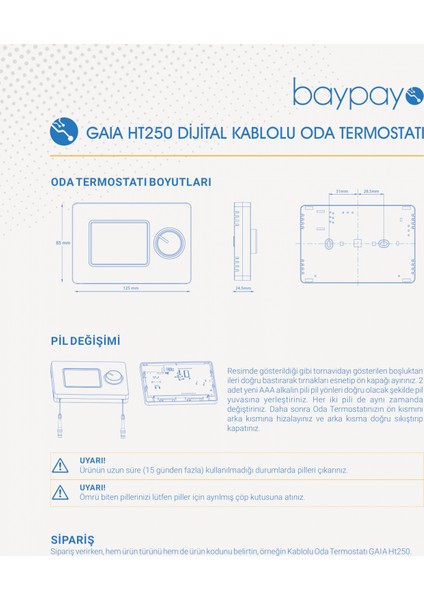 Kombi Termostatı Kablolu Sistem Isıtma/soğutma modelleri
