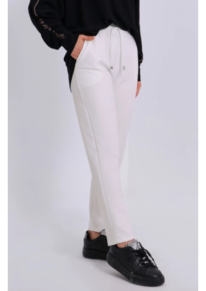 Beli Ip Detaylı Beli Lastikli Kadın Kumaş Pantolon fiyatları