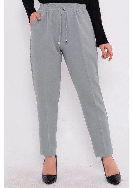Beli Ip Detaylı Beli Lastikli Kadın Kumaş Pantolon modelleri
