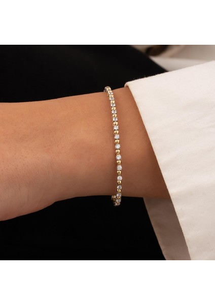 Taşlı 14 Ayar Altın Kelepçe