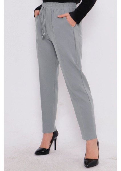 Beli Ip Detaylı Beli Lastikli Kadın Kumaş Pantolon fiyatları