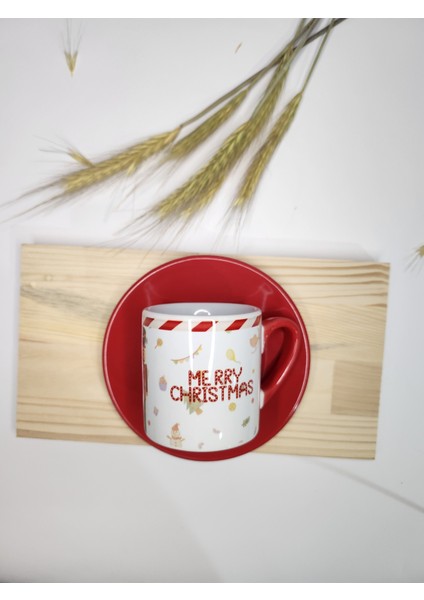 Yılbaşına Özel Kurşun Asker Temalı Kırmızı Türk Kahvesi Fincanı 2'li