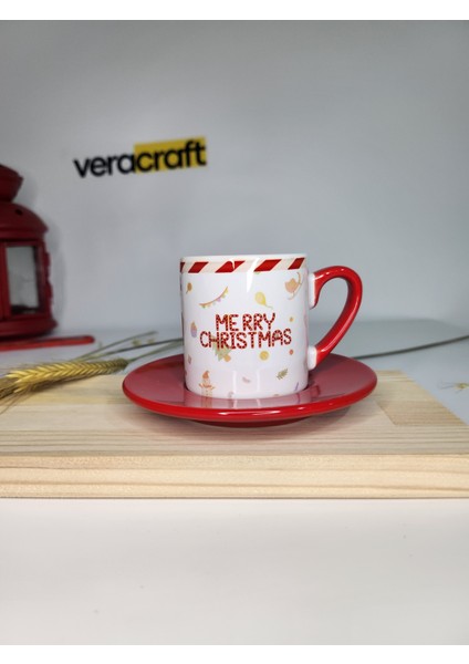 Yılbaşına Özel Kurşun Asker Temalı Kırmızı Türk Kahvesi Fincanı 2'li