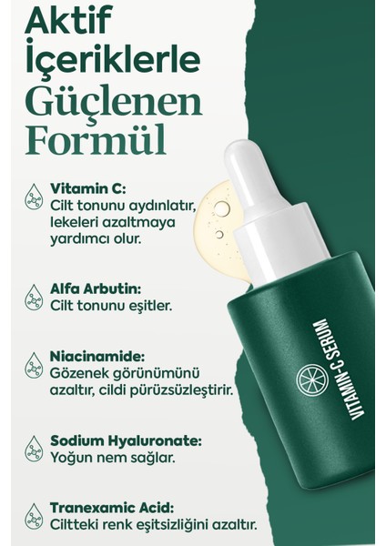 Aydınlatıcı Ton Eşitleyici C Vitamini Serum (NİACİNAMİDE - ARBUTİN-TRANEXAMİC ACİD) modelleri