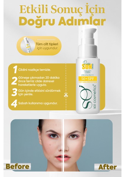 Pure Sun Cream SPF50+ | Aydınlatıcı, Nemli ve Koruyucu Yüz Güneş Kremi | Leke & Yaşlanma Karşıtı modelleri