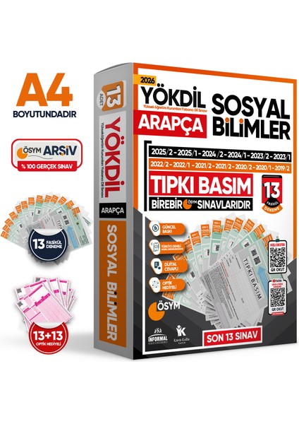 2026 Yökdil Arapça Sosyal Bilimler Ösym Çıkmış Soru Tıpkı Basım 13LÜ Deneme Paketi Türkiye Geneli