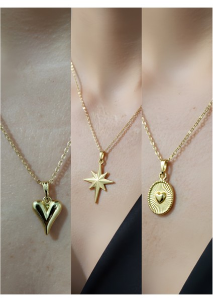 Üçlü Kombin Altın Kaplama Sembol Kolye Seti