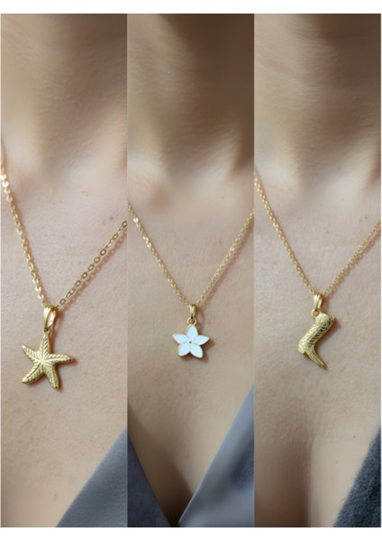 Üçlü Kombin Altın Kaplama Sembol Kolye Seti