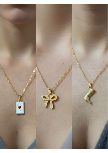 Üçlü Kombin Altın Kaplama Sembol Kolye Seti