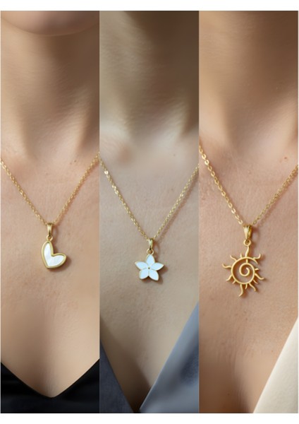 Üçlü Kombin Altın Kaplama Sembol Kolye Seti