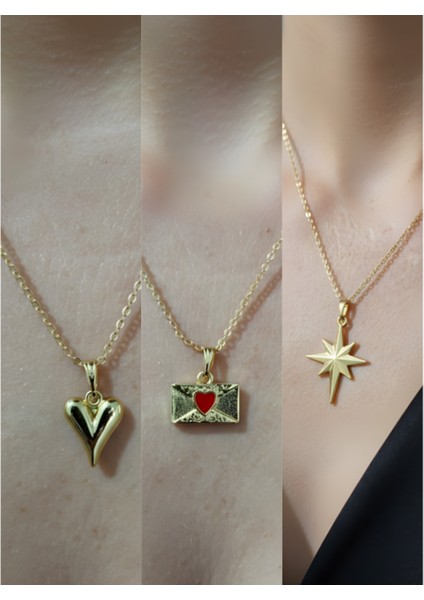 Üçlü Kombin Altın Kaplama Sembol Kolye Seti