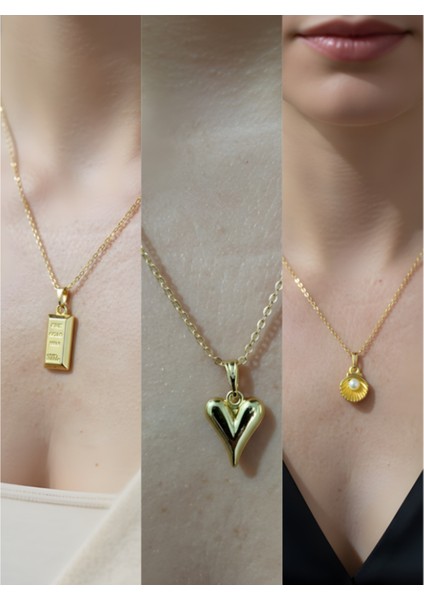 Üçlü Kombin Altın Kaplama Sembol Kolye Seti